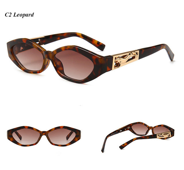 mimiyou Retro Cat Eye Sunglasses Women Golden Leopard Sun Glasses Lady Vintage Fashion Glasses Shades Brand Design Design Oculos