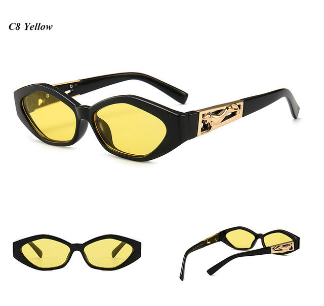mimiyou Retro Cat Eye Sunglasses Women Golden Leopard Sun Glasses Lady Vintage Fashion Glasses Shades Brand Design Design Oculos