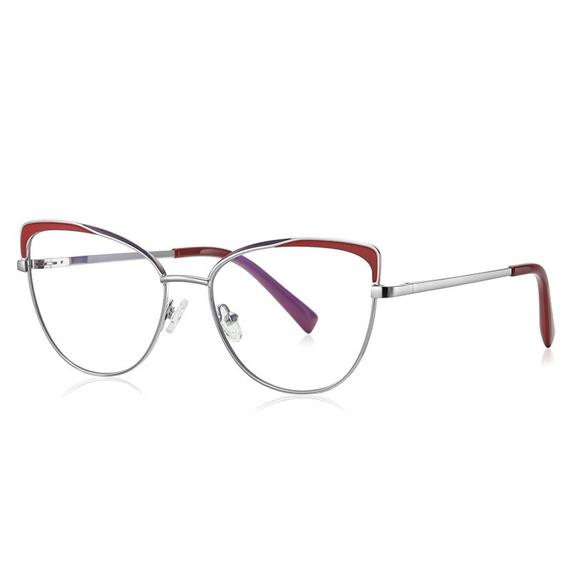 Color blocking anti blue light glasses, metal slingshot optical frame, Instagram style European and American flat light glasses