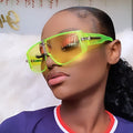 Vintage Punk Sunglasses Women Luxury Fashion Goggle Sun Glasses Men Personality One Piece Black Blue Glasses